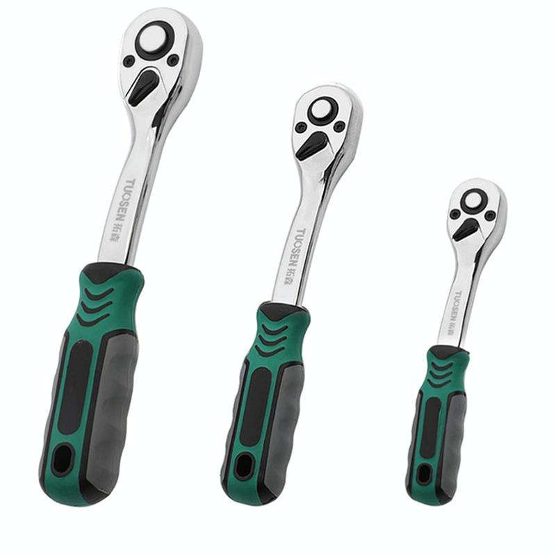 TUOSEN Quick-release Socket Wrench Curved Handle Ratchet Spanner, Size:M