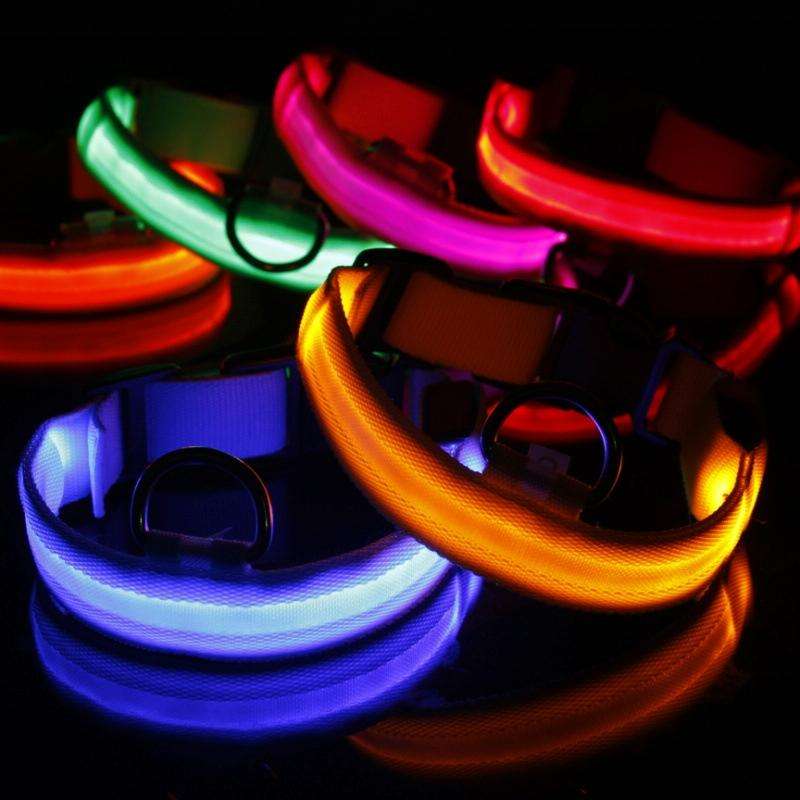 Adjustable 3-Mode LED Flashing Dog Collar, Size: M (Random Color Delivery)