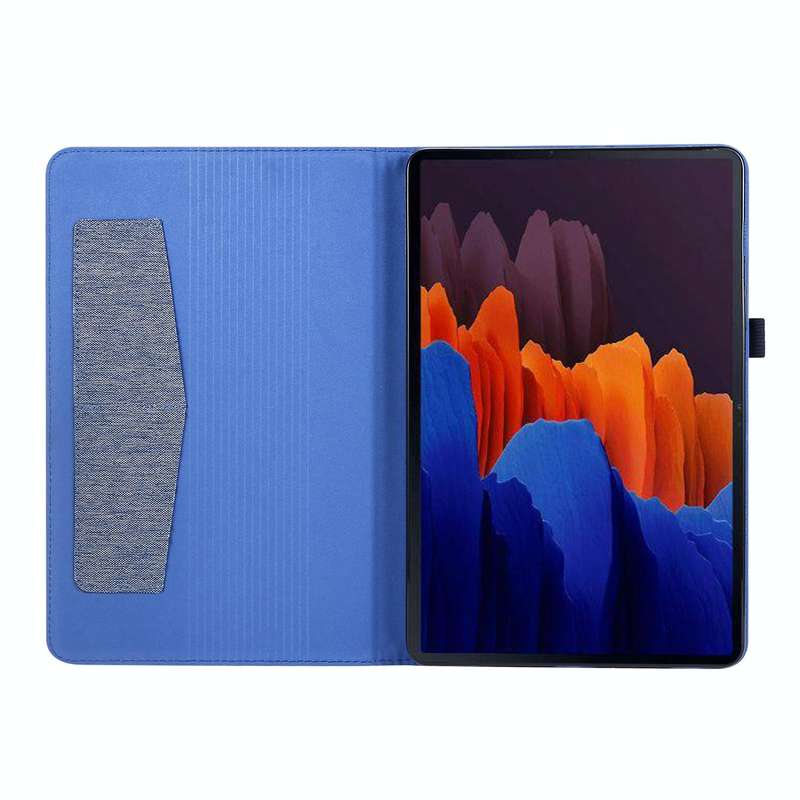 For Samsung Galaxy Tab S8 Ultra Horizontal Flip Fabric Leather Tablet Case with Card Slots & Hold...
