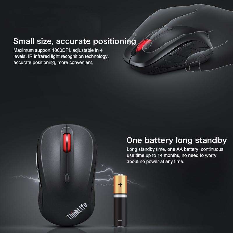 Lenovo ThinkLife Dual Mode Mute Wireless Bluetooth Mouse (Black)