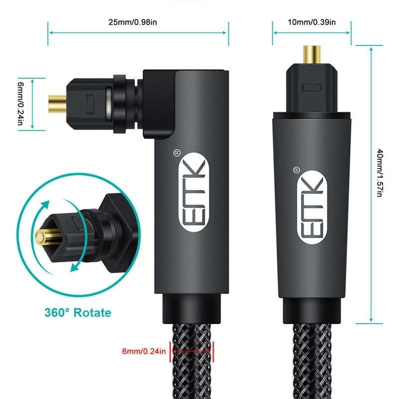 EMK 90 Degree Swivel Adjustable Right Angled 360 Degrees Rotatable Plug Nylon Woven Mesh Optical ...