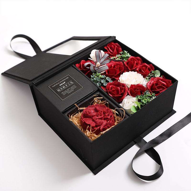 Creative Valentine Day Gift Soap Flower Rose Gift Box Souvenir (Red)