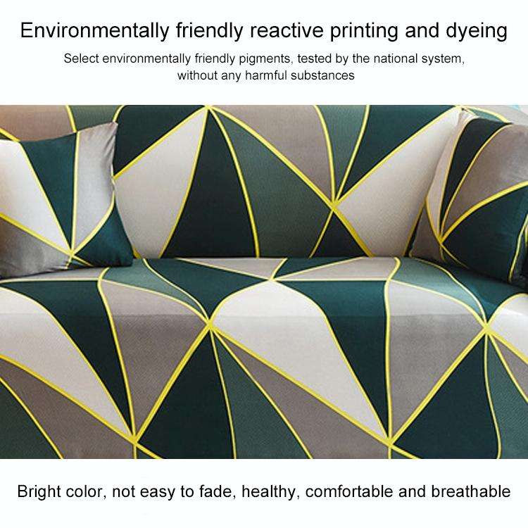 Double Seat Full Coverage Elastic Non-slip Sofa Cover(Geometric Green)