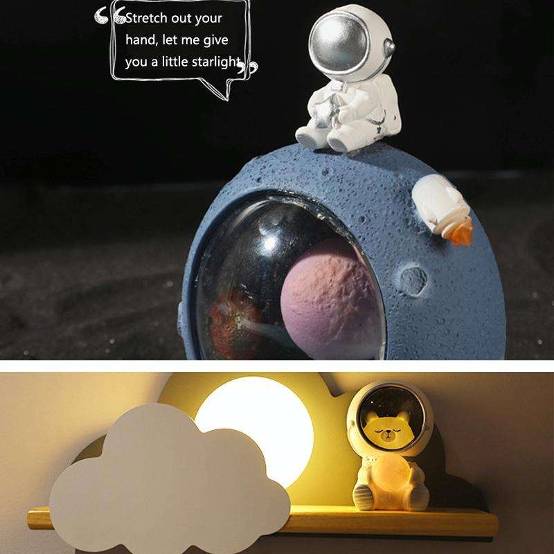 W1153 Resin Planet Night Light Home Decorations, Style: Kitten Astronaut