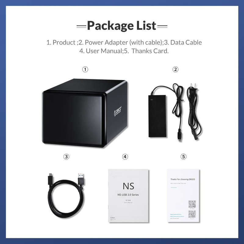ORICO NS500U3 3.5 inch 5 Bay USB 3.0 Hard Drive Enclosure(Black)
