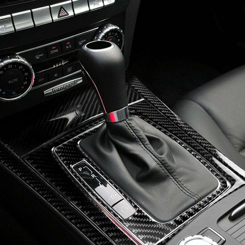 5 PCS Car Carbon Fiber Left Drive Gear Position Panel Decorative Sticker for Mercedes-Benz W204 2...