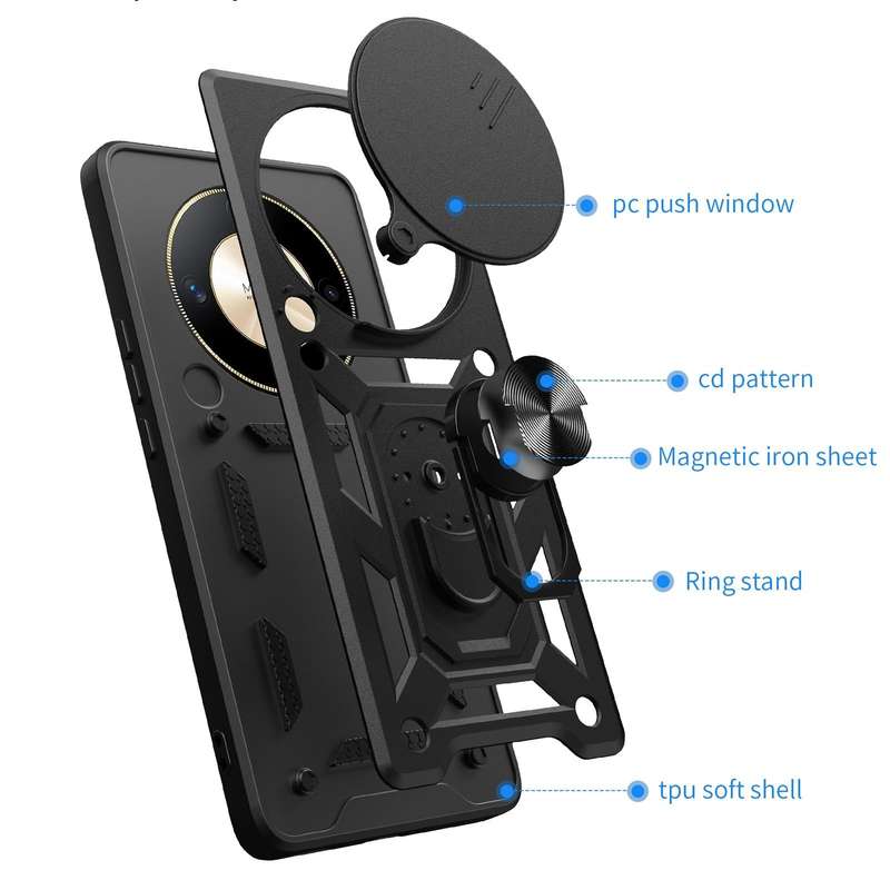 For Honor X9b Sliding Camera Cover Design TPU+PC Phone Case(Silver)