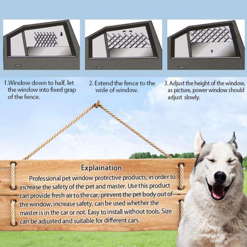 Pet Car Window Protective Fence Car Retractable Protective Fence, Specification: 24x11.8x1.2cm(Bl...