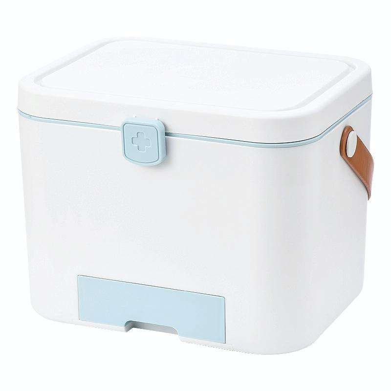 Portable Layered Compartment Medicine Box With Lock(Blue)