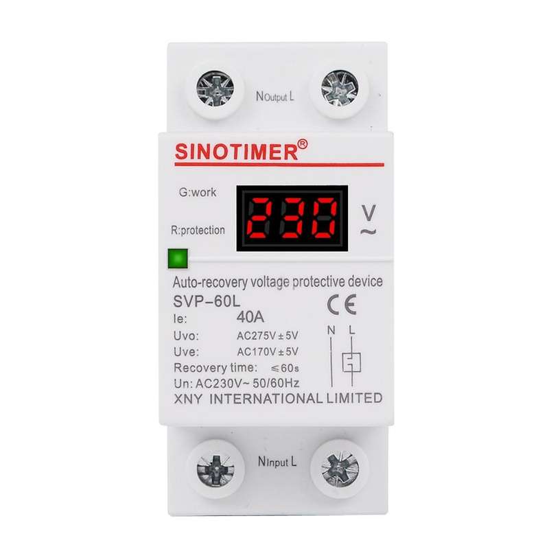 SINOTIMER 220V LED Digital Display Delay Automatic Reset Under-voltage Protector(SVP-60L)