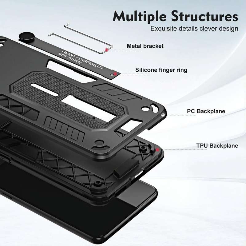 For Samsung Galaxy A24 4G Variety Brave Armor Finger Loop Holder Phone Case(Black)