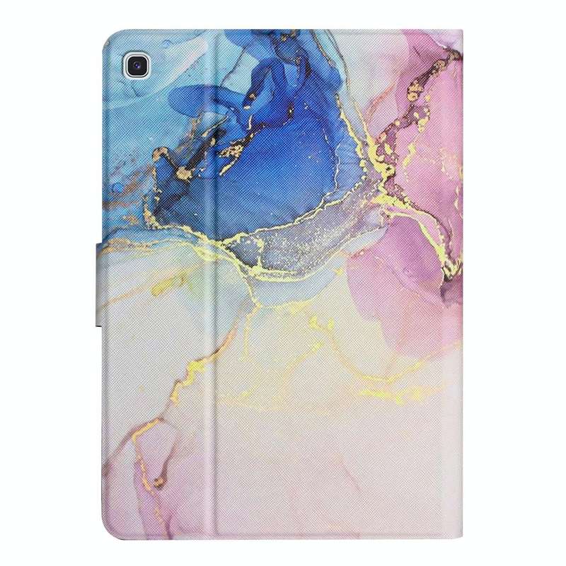 For Samsung Galaxy Tab S6 Lite P610 Marble Pattern Smart Leather Tablet Case(Pink Blue)