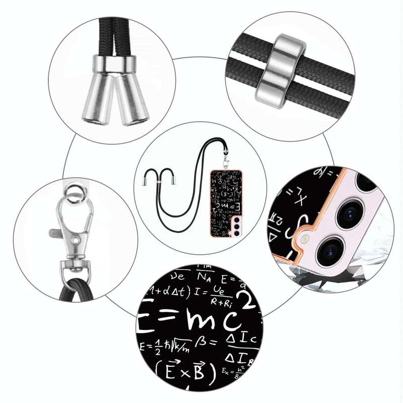 For Samsung Galaxy S22 5G Electroplating Dual-side IMD Phone Case with Lanyard(Equation)