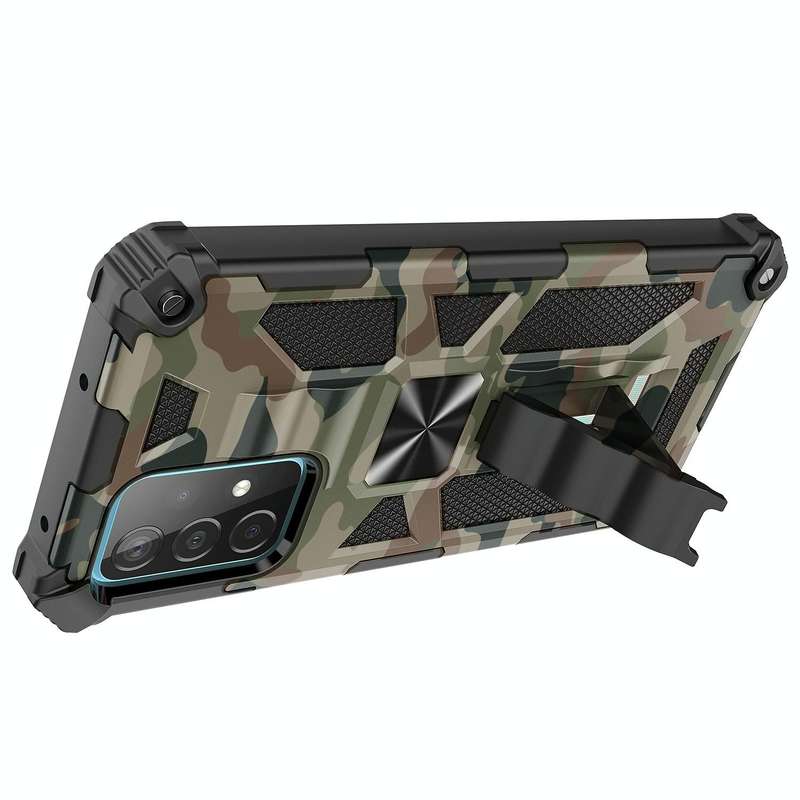 For Samsung Galaxy A71 5G Camouflage Armor Shockproof TPU + PC Magnetic Protective Case with Hold...