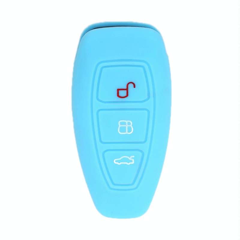 For Ford Focus/Mondeo 2pcs Folding Three-Button Key Protect Cover(Sky Blue)