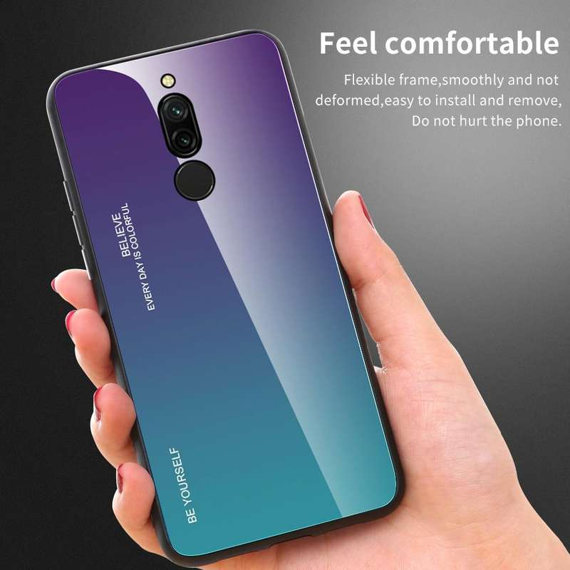 For Xiaomi Redmi 8 Gradient Color Glass Case(Blue)