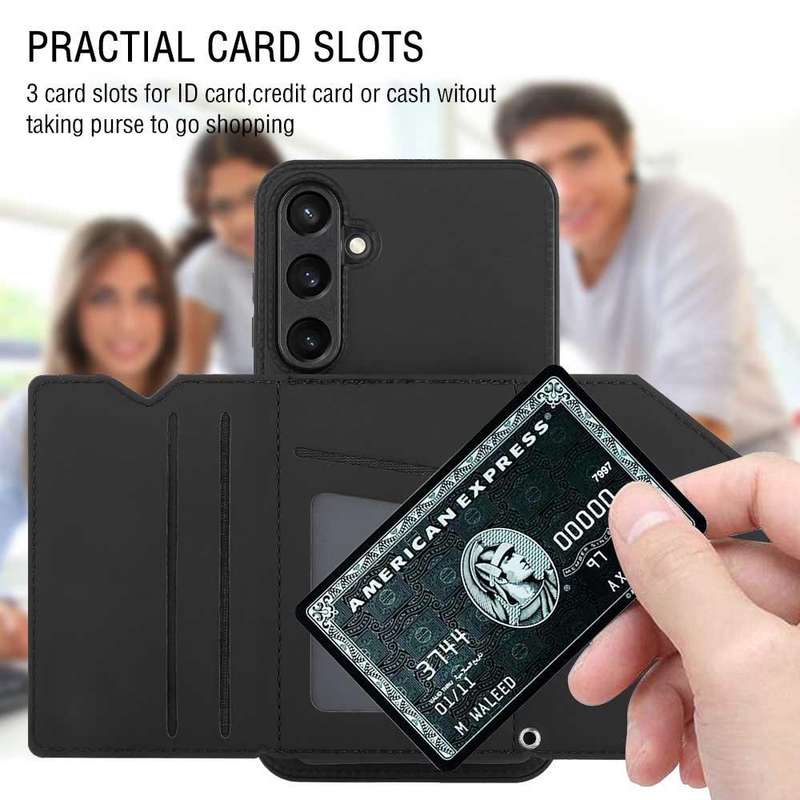 For Samsung Galaxy S23 FE 5G Skin Feel PU + TPU + PC Card Slots Phone Case(Black)