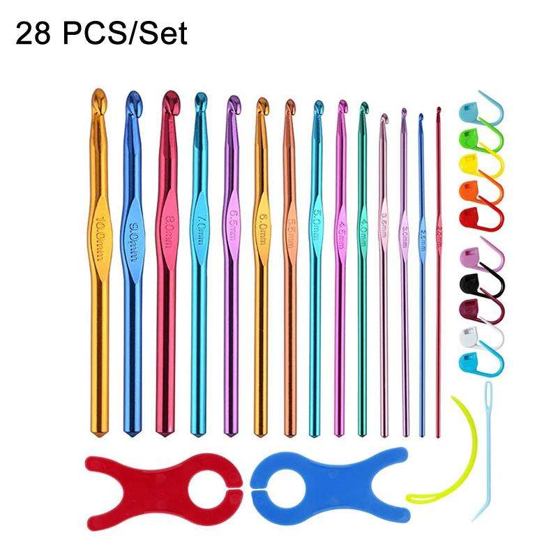 28 PCS/Set Color Alumina Single Head Crochet Handmade DIY Knitting Tool Material