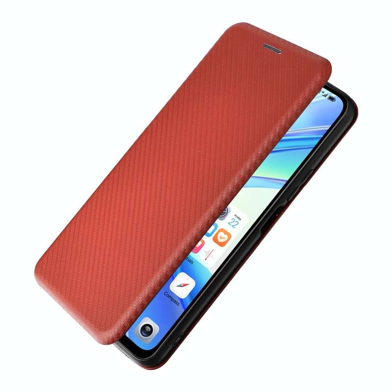 For Honor X7b Carbon Fiber Texture Flip Leather Phone Case(Brown)