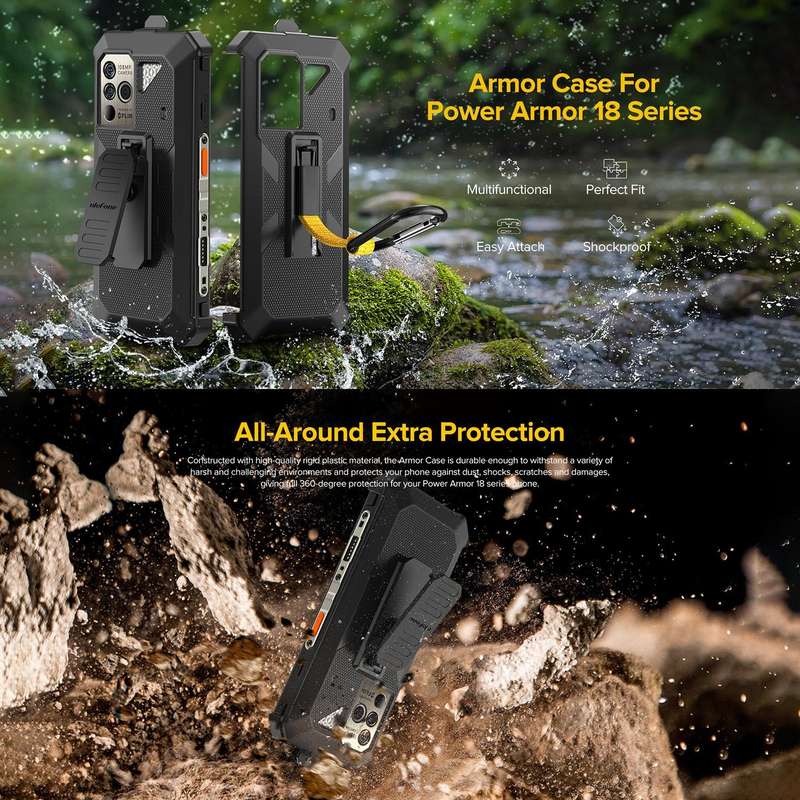 For Ulefone Power Armor 18 Ultra / 18T / 18T Ultra Ulefone Back Clip Phone Case with Carabiner (B...
