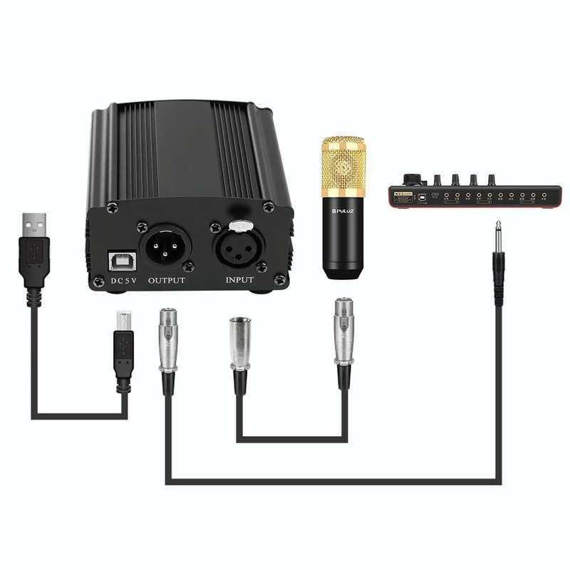 PULUZ 48V Phantom Power Supply for Condenser Microphone(Black)