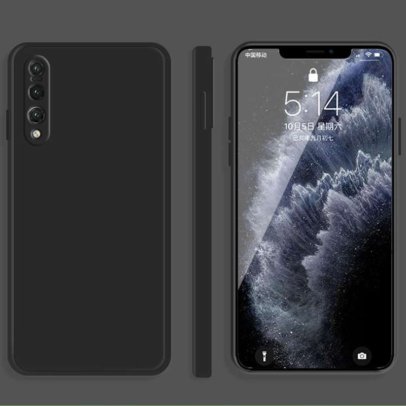 For Huawei P20 Pro Solid Color Imitation Liquid Silicone Straight Edge Dropproof Full Coverage Pr...