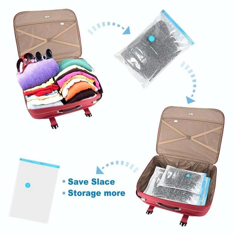 3 PCS Hot Vacuum Bag Storage Organizer Transparent Border Foldable Extra Large Seal Compressed Tr...