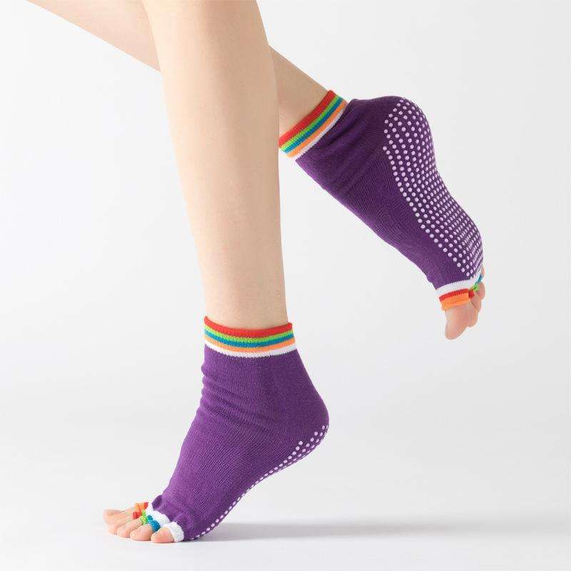 3 Pair Open-Toe Yoga Socks Indoor Sports Non-Slip Five-Finger Dance Socks, Size: One Size(Pure Co...