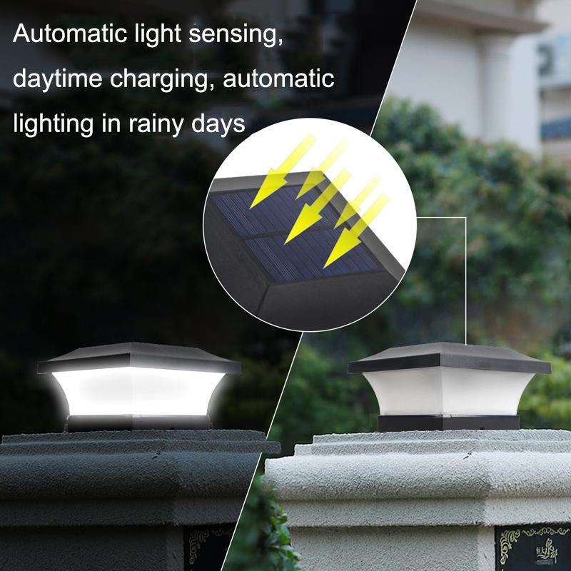 Solar LED Waterproof Outdoor Column Light Courtyard Lighting Lamp(Warm Light)