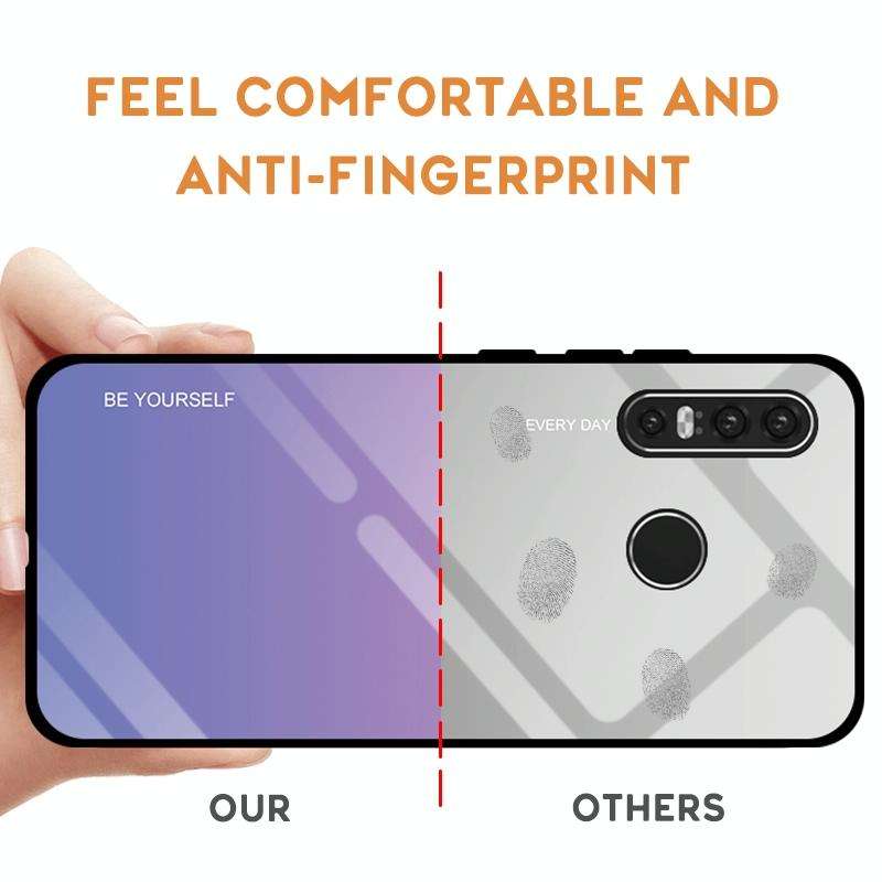 For Huawei P30 Lite Gradient Color Glass Case(Red Blue)