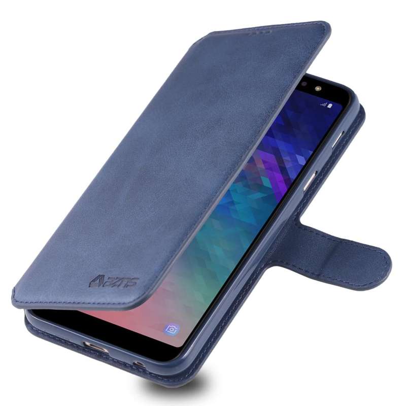 For Galaxy A6 2018 AZNS Calf Texture Magnetic Horizontal Flip PU Leather Case with Holder & Card ...