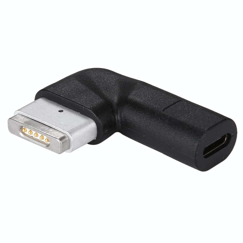USB-C / Type-C Female to 5 Pin MagSafe 2 (T-Shaped) Male Charge Adapter(Black)
