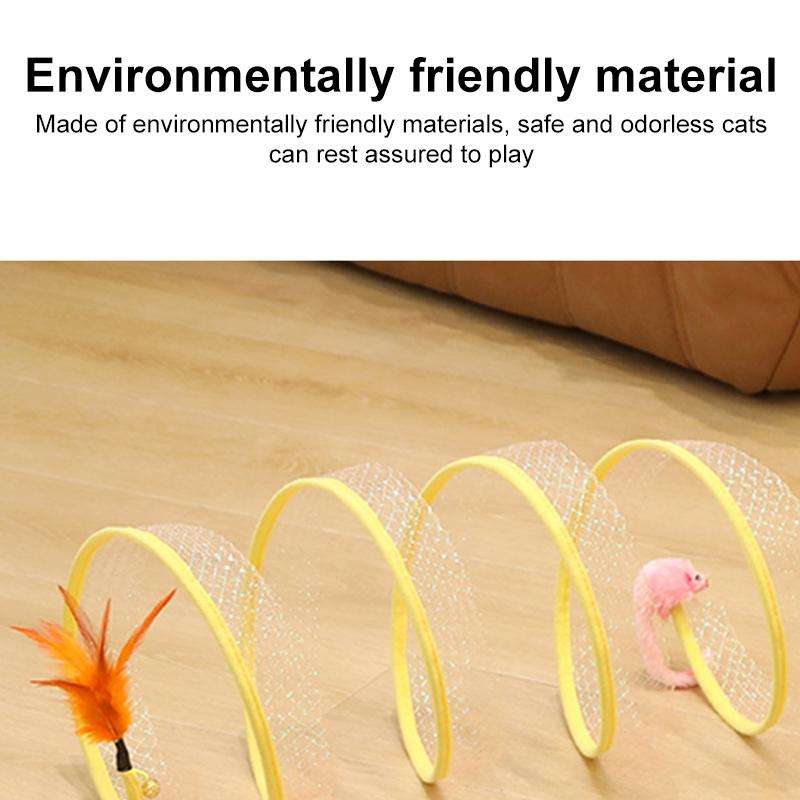 S Type Foldable Cat Tunnel Spring Toy(Mouse)