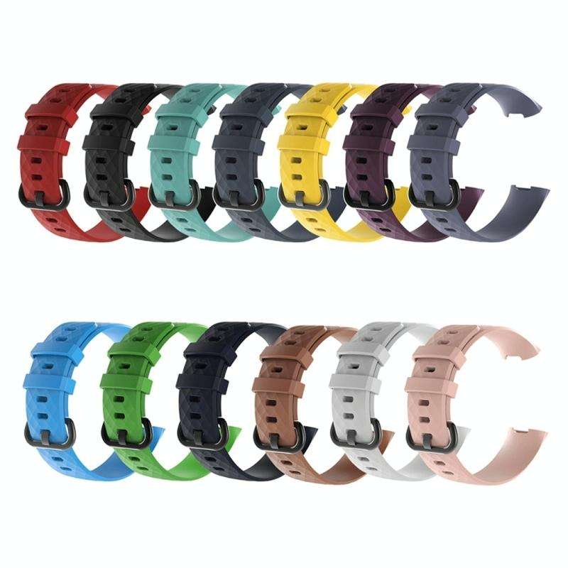 Diamond Pattern Silicone Watch Band for Fitbit Charge 4 Small Size190*18mm(White)