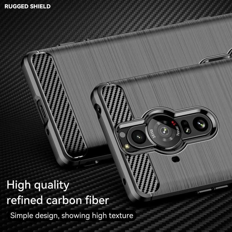 For Sony Xperia Pro-I Brushed Texture Carbon Fiber TPU Phone Case(Black)