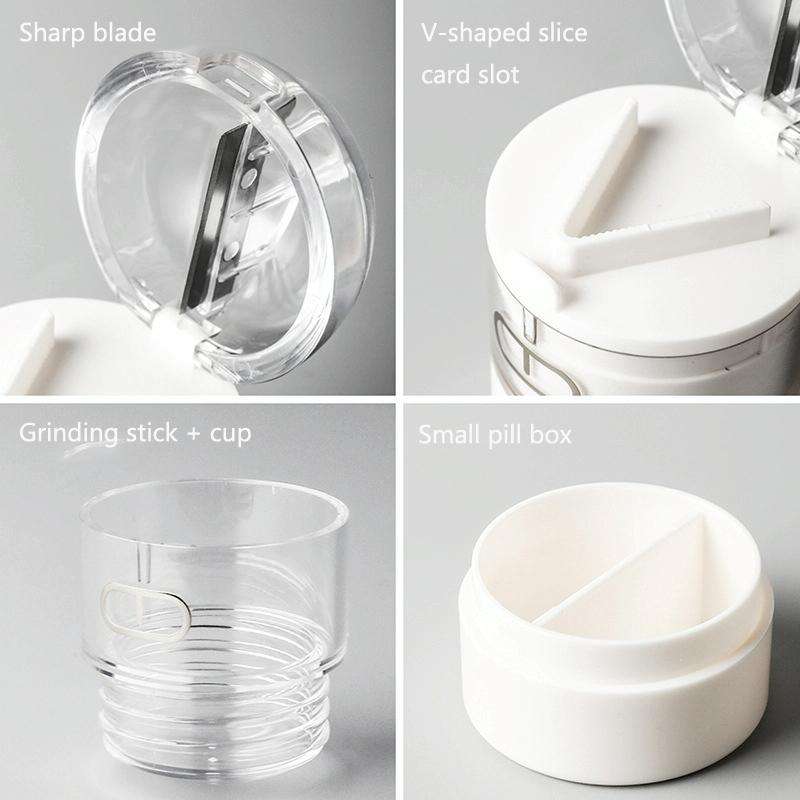 S0466 Medicine Cutter Tablet Grinding Cutter Medicine Dispensing Transparent Portable Storage Box...