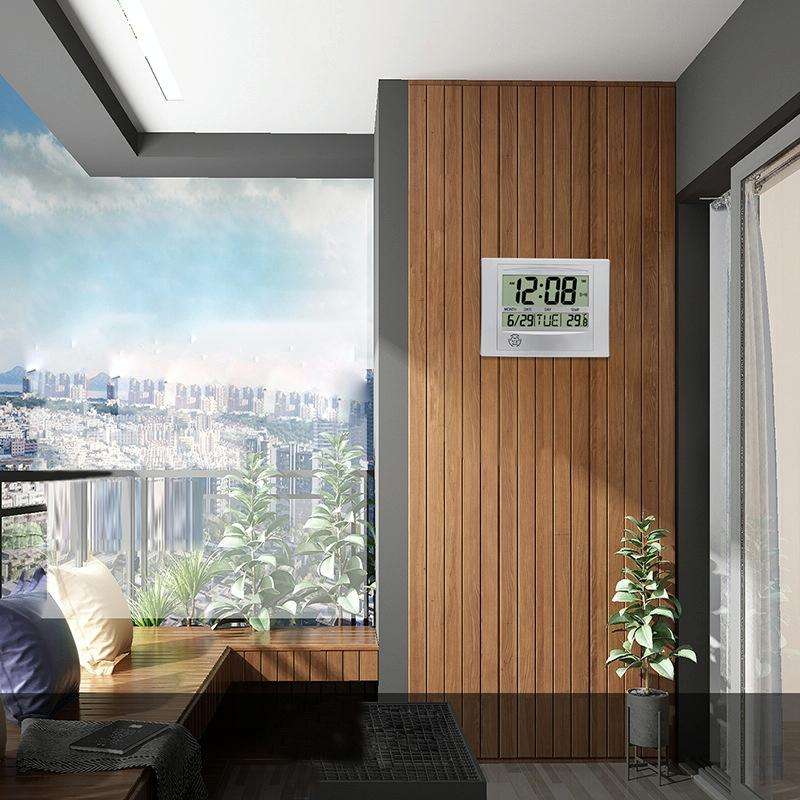 Home Big Screen Display Digital Electronic Wall Clock Living Room Temperature Clock(Silver)