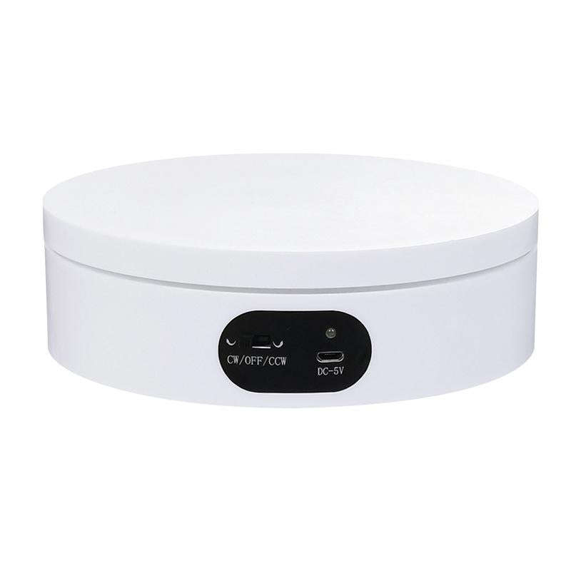 ND120 USB Automatic Rotating Camera Table Hand-Made Panoramic Display Table Turntable(White)