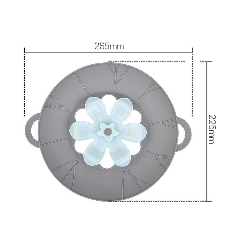 Silicone Flower Spill-proof Pot Lid Rotatable Pot Lid Kitchen Gadget, Size: 23cm Small Gray