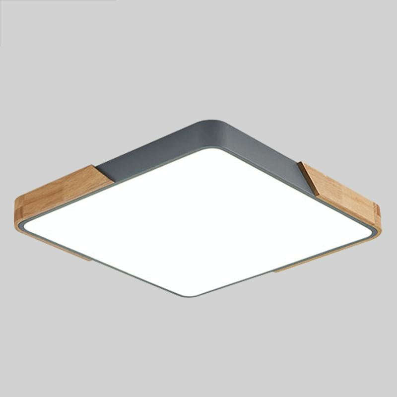 Wood Macaron LED Square Ceiling Lamp, White Light, Size:30cm(Grey)
