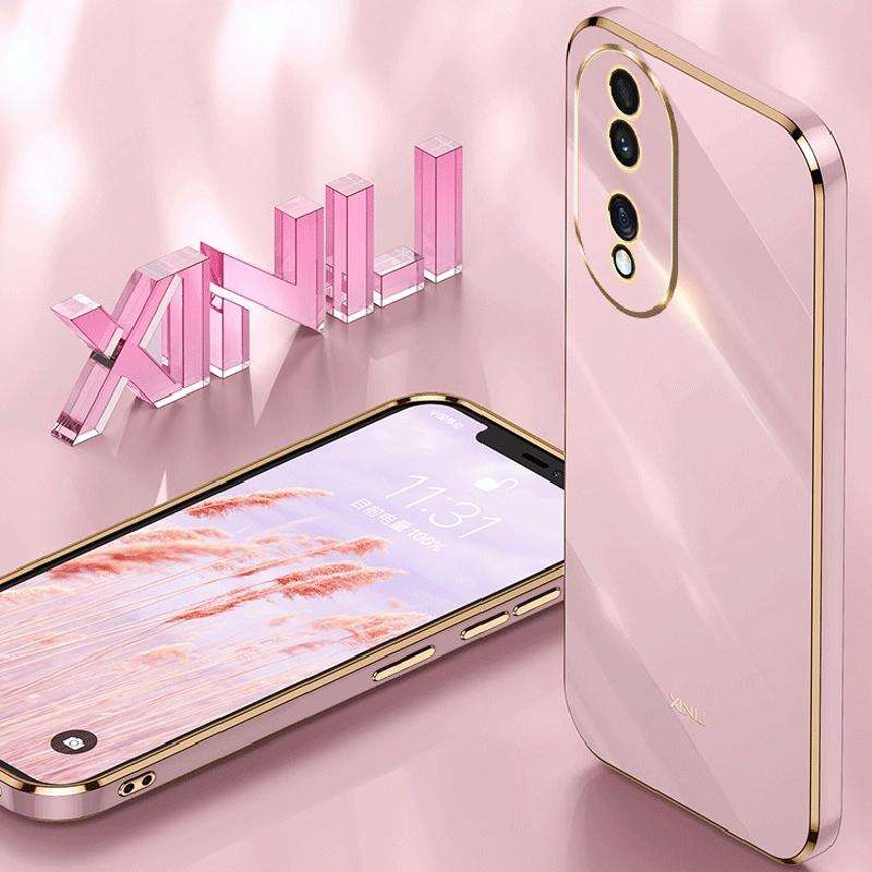 For Honor 90 XINLI Straight Edge 6D Electroplate TPU Phone Case(Pink)