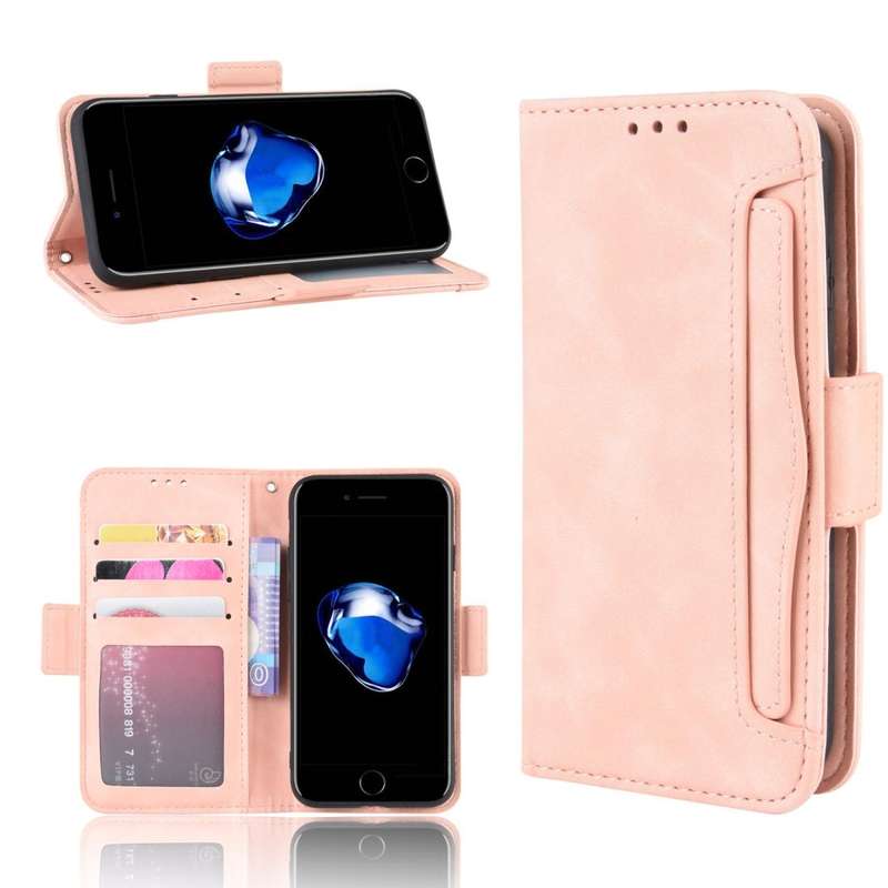 For iPhone SE 2022 / SE 2020 Wallet Style Skin Feel Calf Pattern Leather Case with Separate Card ...