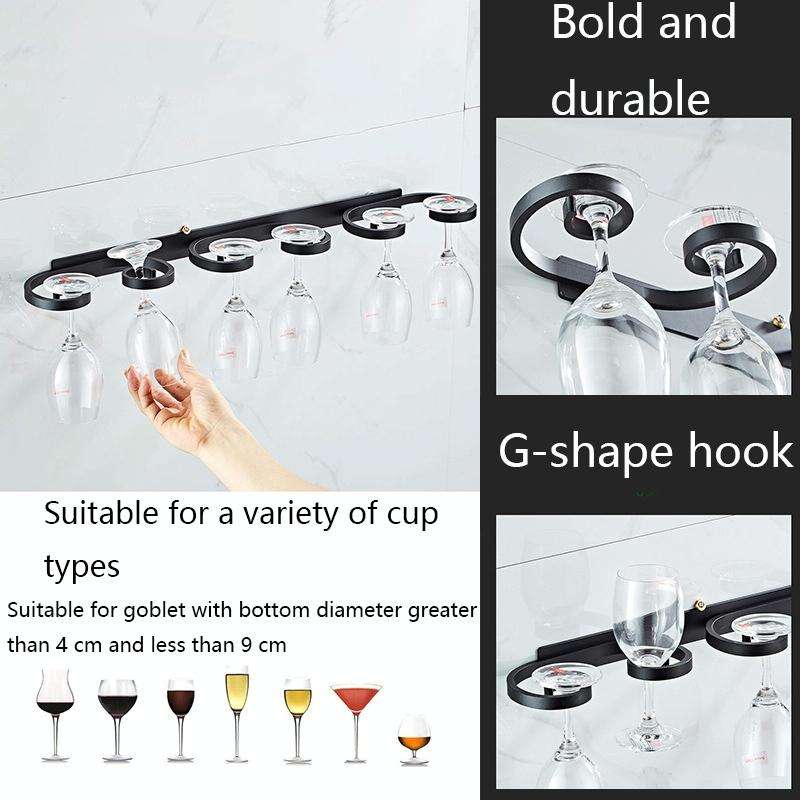 Household Punch-free Red Wine Glass Upside Down Rack, Style: 1 Slot