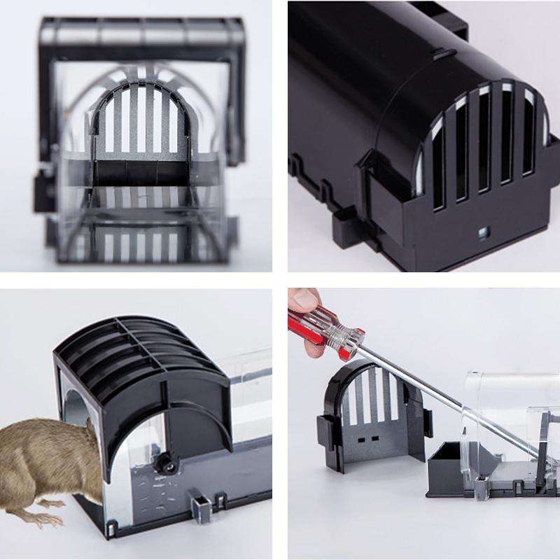 Door Humane Animal Live Cage, Rat, Mouse and More Small Rodents ABS Material Transparent Trap Cage