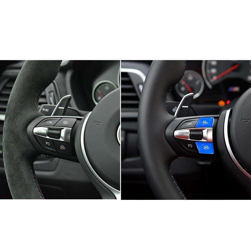 Sports Steering Wheel M1+M2 Fashion Button Switch Trim Cover for BMW F30 F34 F15 F16 2014-2018(Blue)