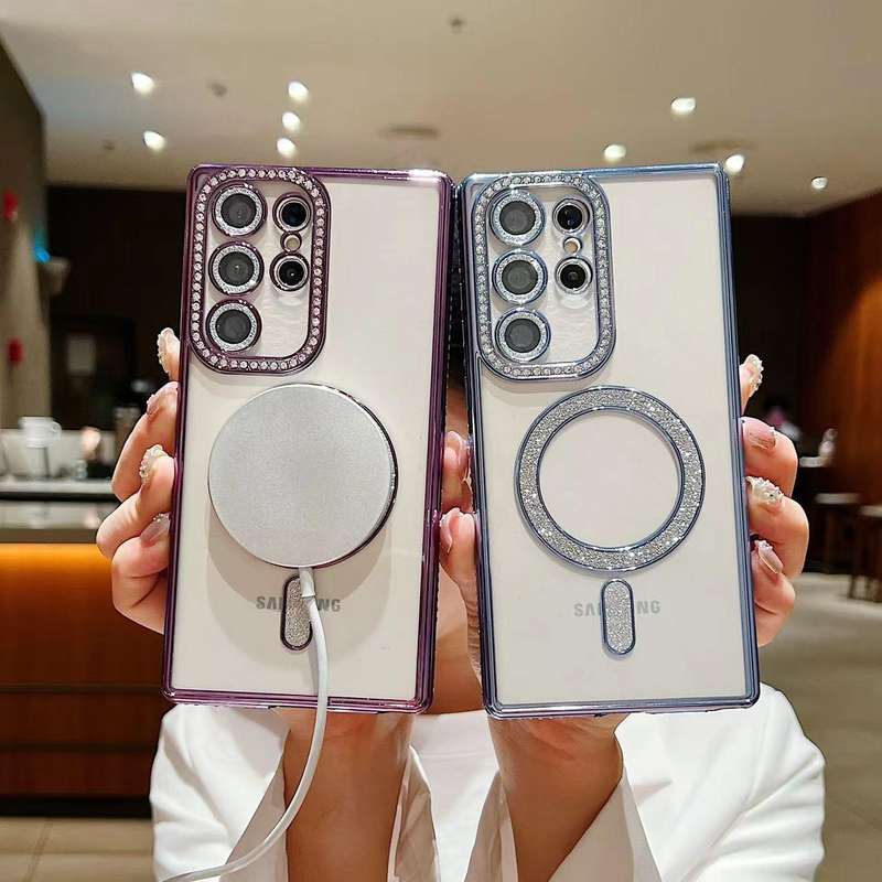 For Samsung Galaxy S24 Ultra 5G Diamond Gradient Plated MagSafe TPU Phone Case(Silver)