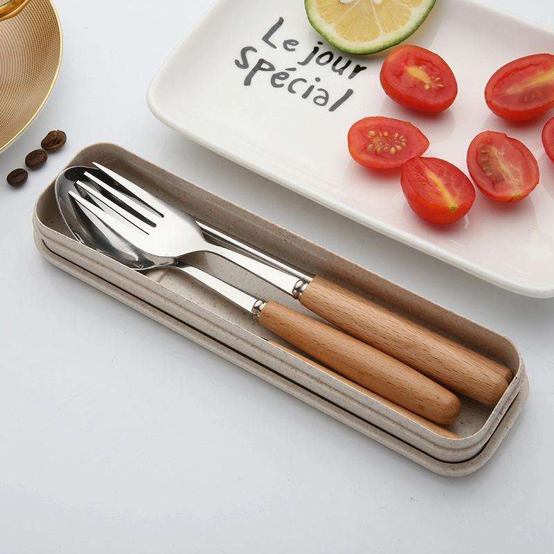 3 in 1 Spoon Chopsticks Fork Cutlery Set Three-piece Creative Work Students Portable Tableware(Tw...