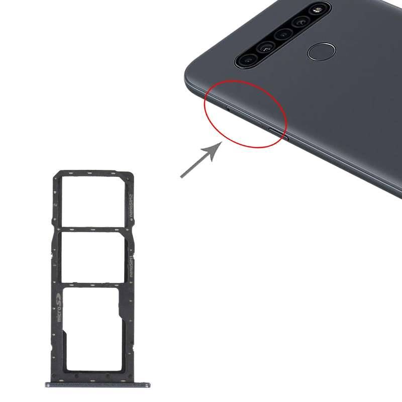 SIM Card Tray + SIM Card Tray + Micro SD Card Tray for LG K41S LMK410EMW LM-K410EMW LM-K410 (Black)