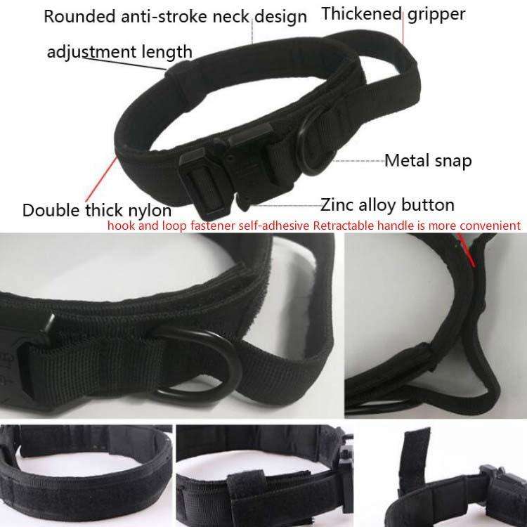 Nylon Thickened Large And Medium-Sized Dog Traction Collar Pet Collar, Size:L(Black)