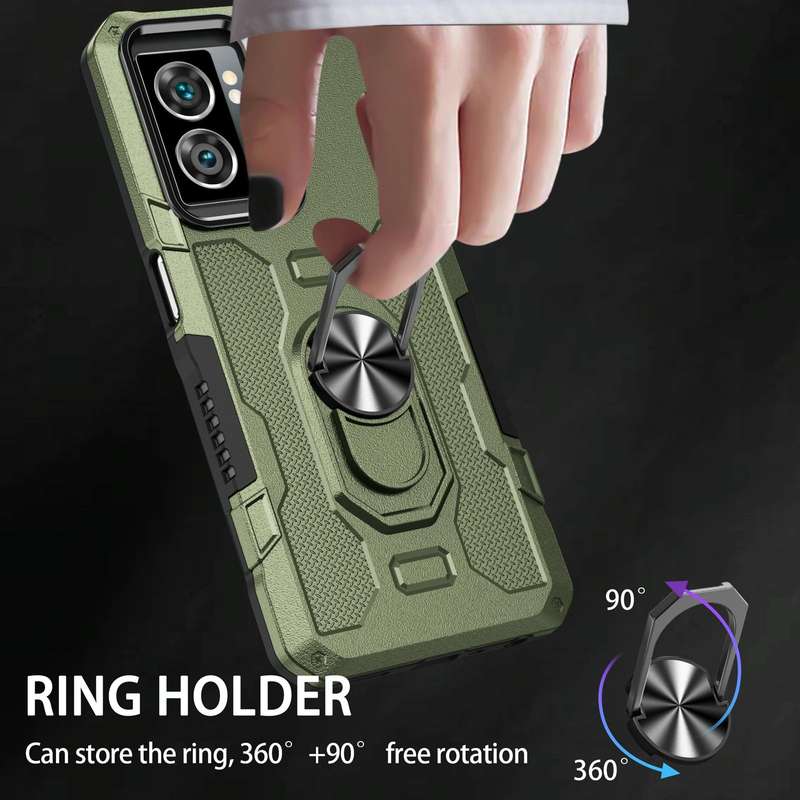 For OPPO A57 5G Ring Holder Armor Hybrid Phone Case(Green)